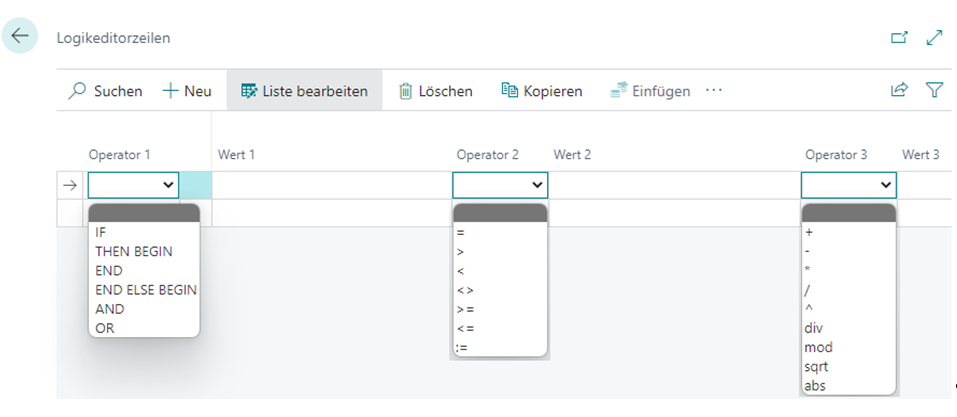 Logikeditor: logische Abläufe und Rechenoperationen