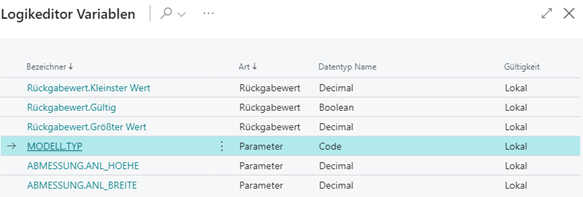Logikeditor Variablen