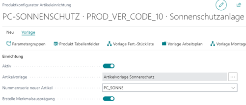 Produktkonfigurator Artikeleinrichtung