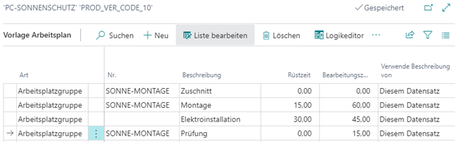 Vorlage Arbeitsplan: PC-Sonnenschutz