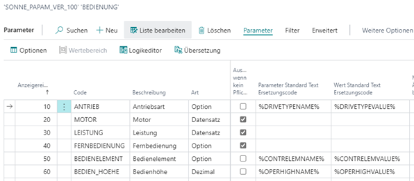Parameter Textmanagement