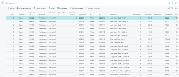 Verkaufsbonus Beispiel Bonusposten
