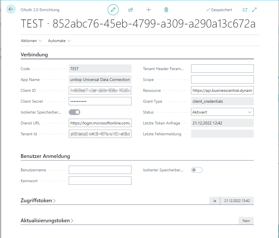 OAuth in BC einrichten