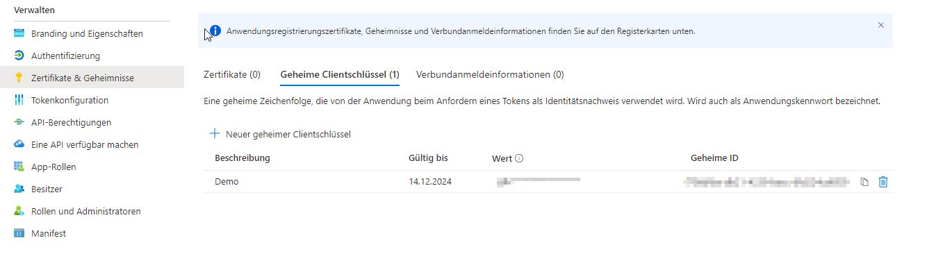 Zertifikate und Geheimnisse