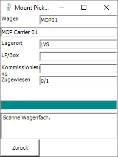 MDE-Anwendung: Scannen der Lagereinheit/Kommissionierbox