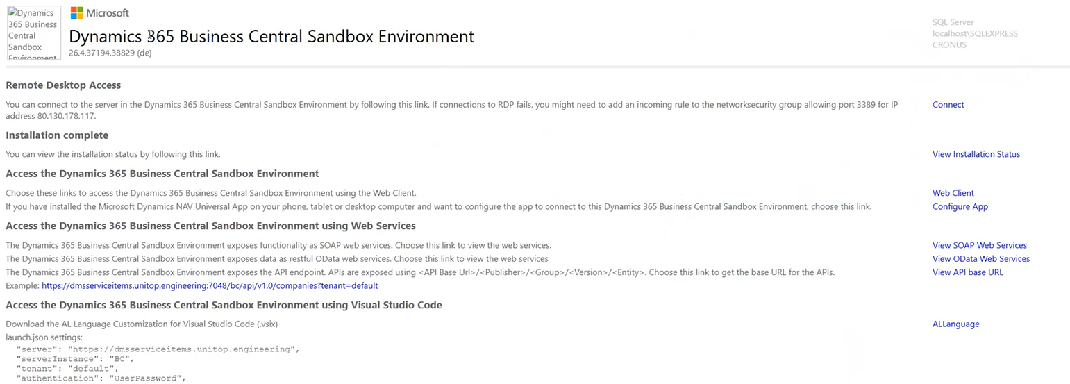 Beispiel Sanbox Environment