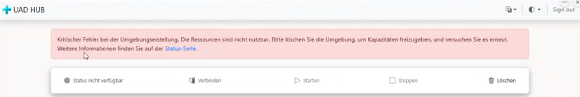 Roter Banner – Kritischer Fehler