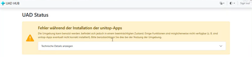 Detailseite: Gelber Banner – Beeinträchtigter Zustand