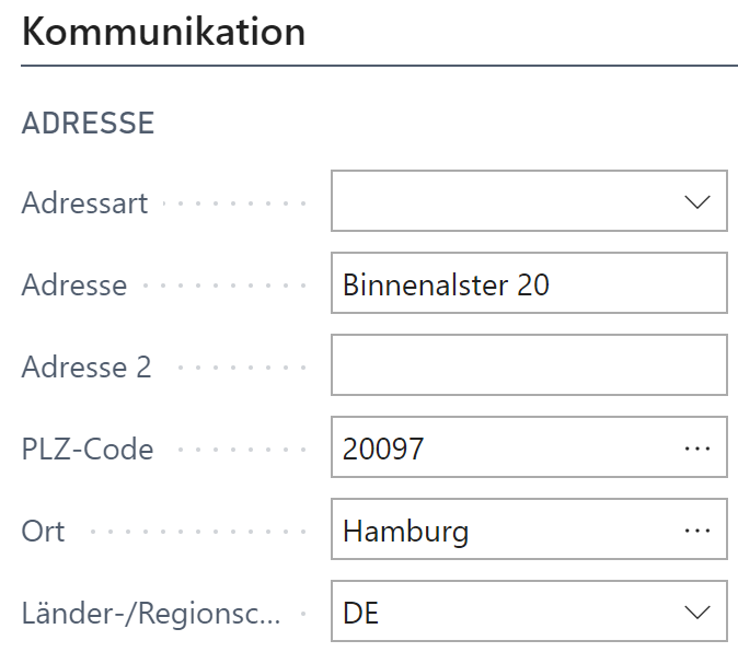 Kontaktinformationen aus der Kontaktkarte: Kommunikation
