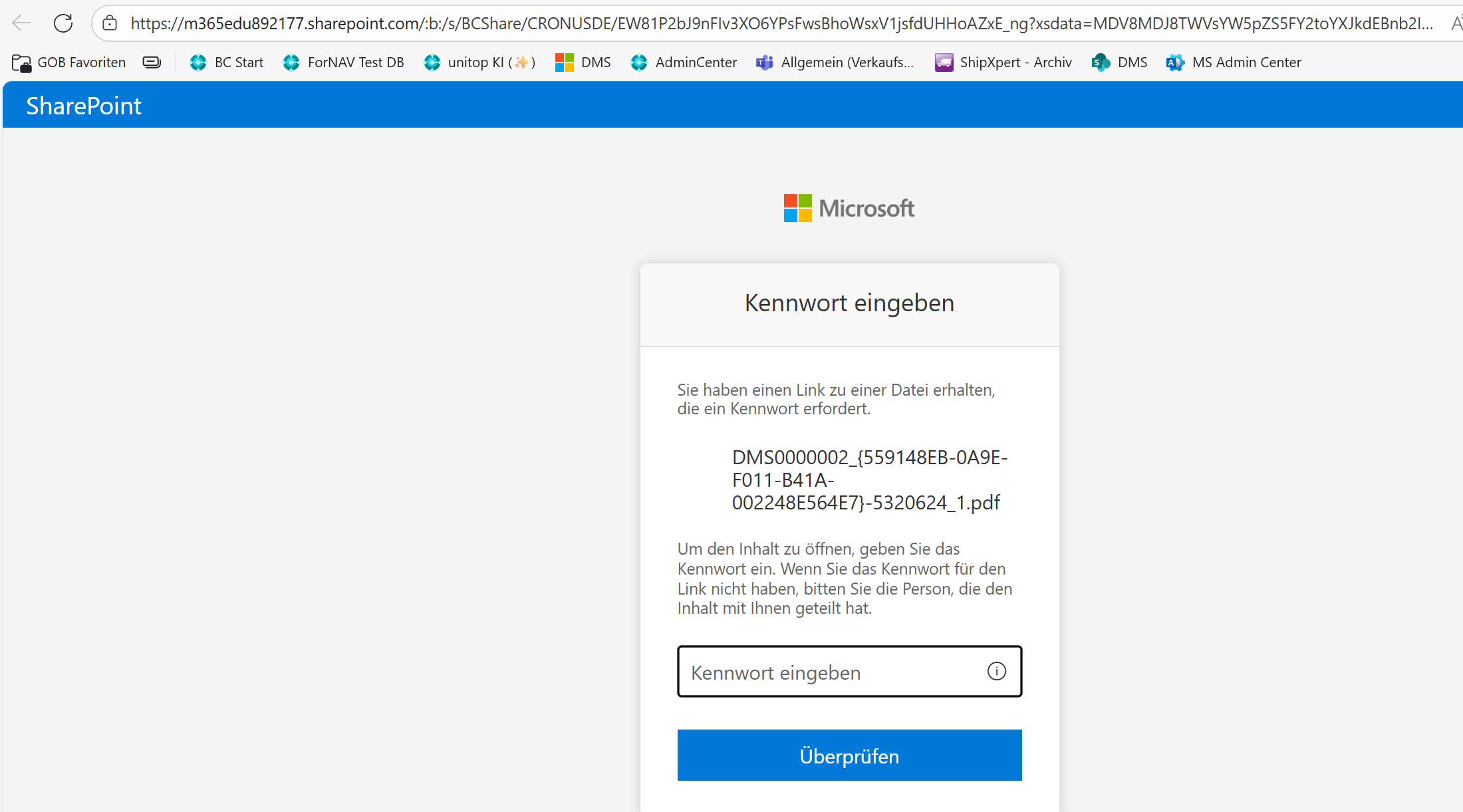 Zeigt die Passwortabfrage beim erstmaligen Zugriff