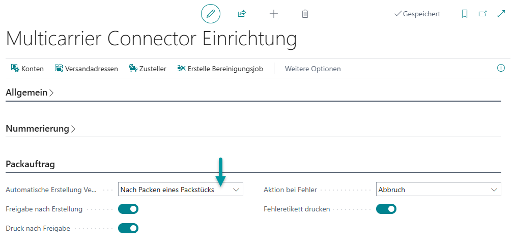 Packauftrag mit Absenderinformationen als Ausgangspunkt für die integrative Versandauftragserzeugung