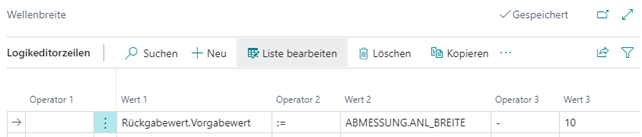 Wellenbreite Logikeditorzeilen