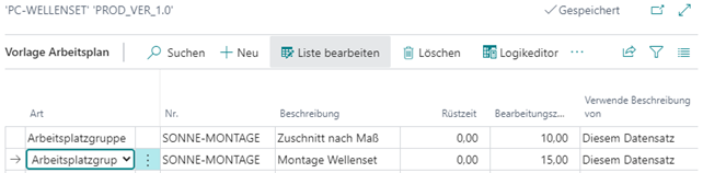 Arbeitsplan: Logikeditorzeilen