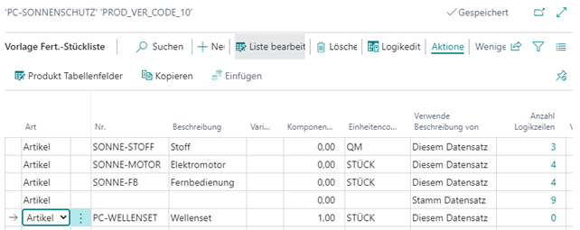 Logikeditorzeilen verbunden