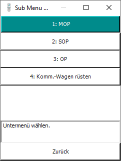 MDE-Anwendung: Auswahl des Kommissioniertyps (Verkauf/Intern)